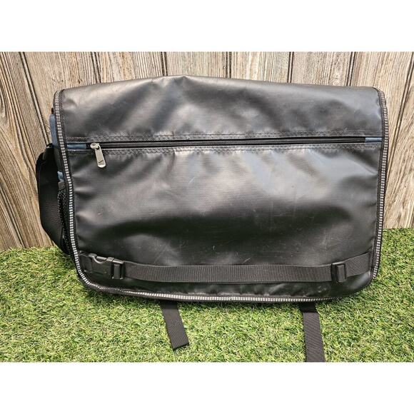 VTG Vintage Nike Crossbody Laptop Messenger Bag Teal Black Backpack Y2K - Picture 2 of 9